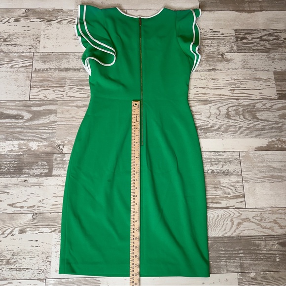 Tommy Hilfiger Green Sheath Dress Ruffle Sleeves Size 6 - Picture 9 of 10